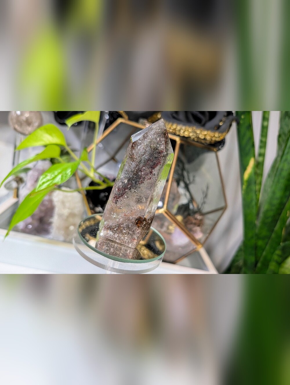 Lodolite Garden Quartz Crystal Pillar Tower